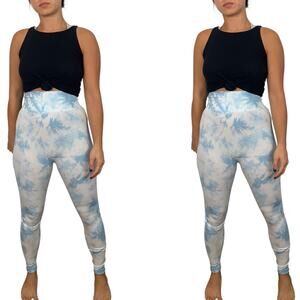 Love Tree Blue & White Tie Dye High Rise Leggings
